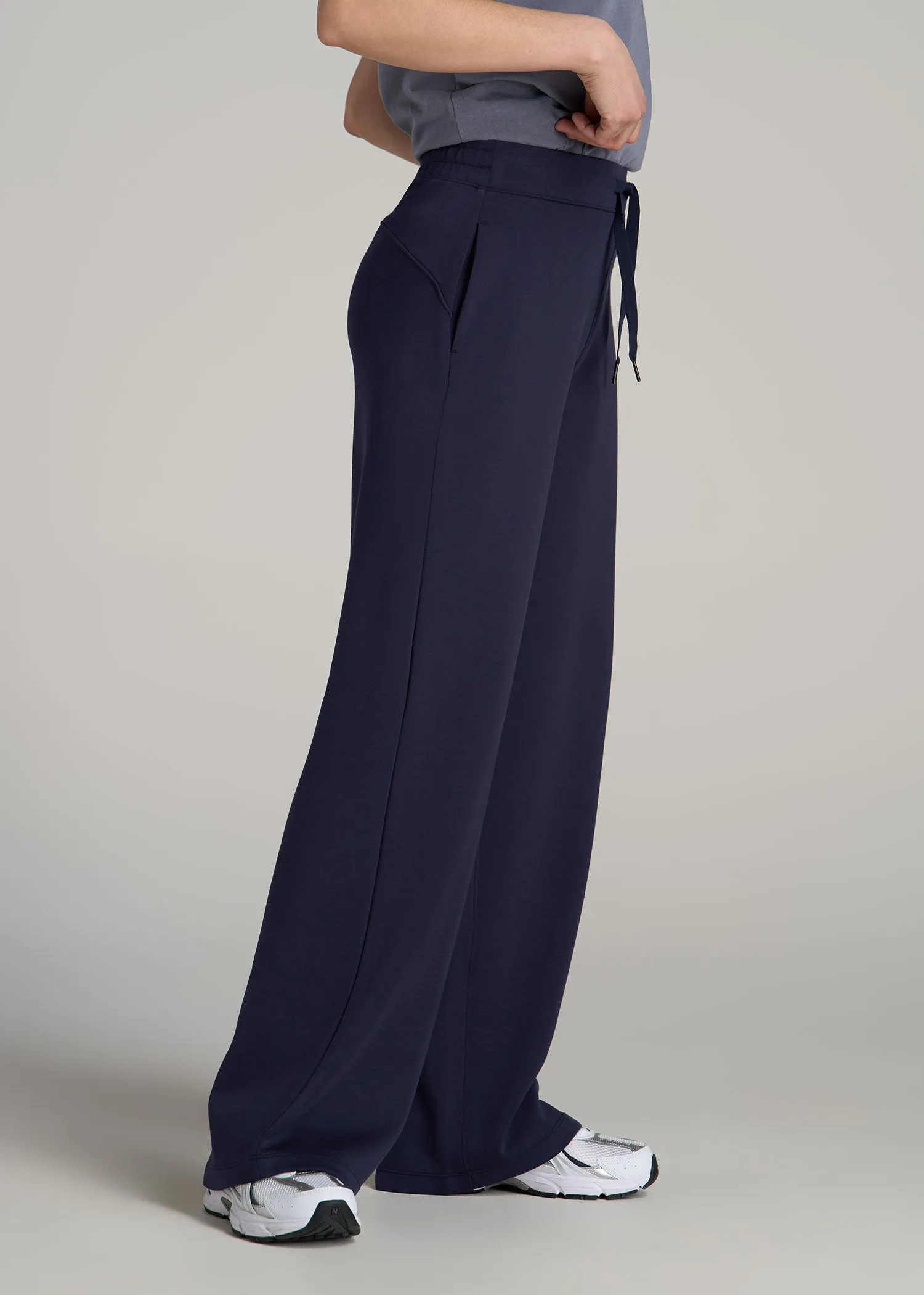 Pull-On Tie Waist Wide Leg Pants for Tall Women in Navy sold by American Tall product image thumbnail 3
