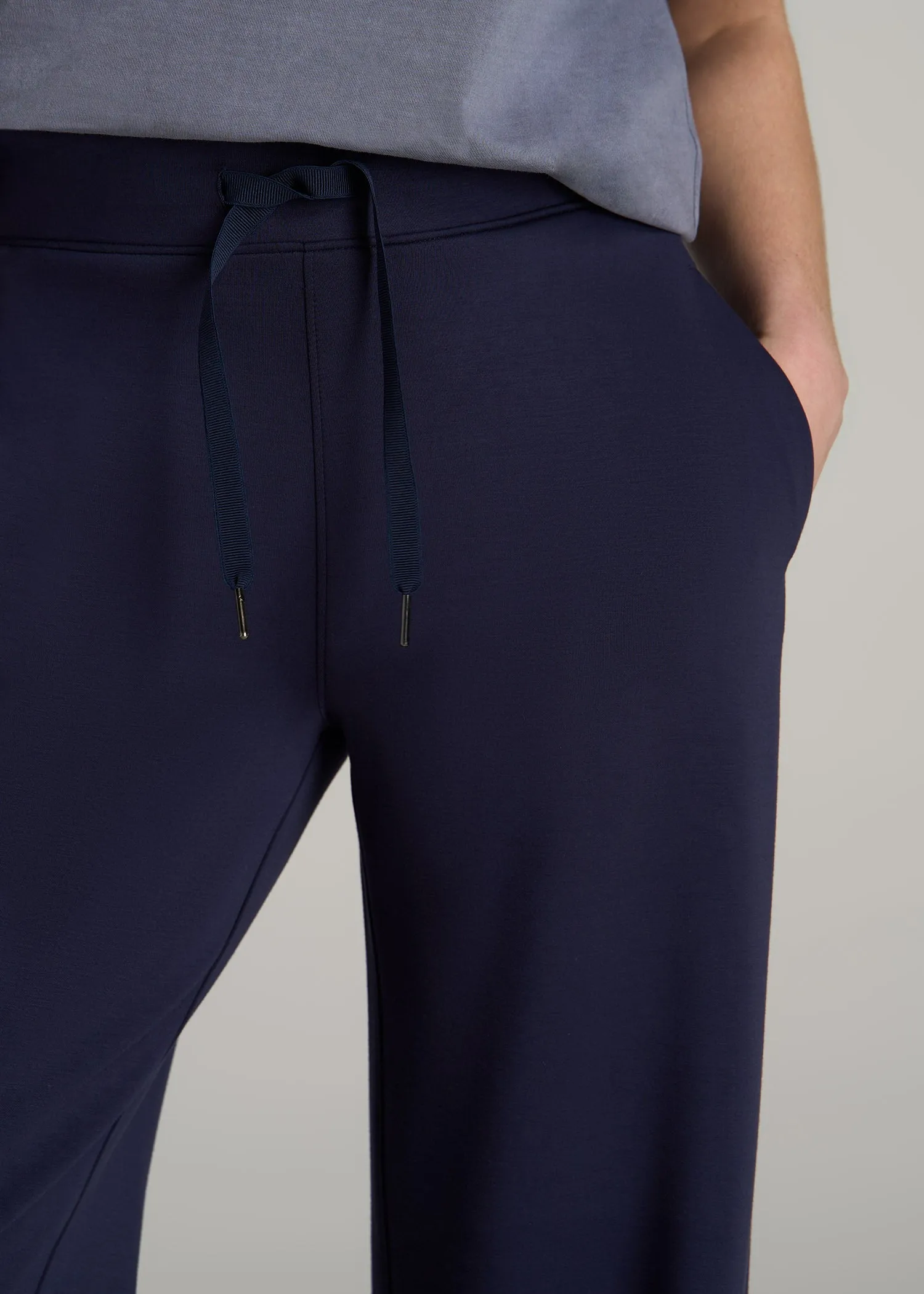 Pull-On Tie Waist Wide Leg Pants for Tall Women in Navy sold by American Tall product image thumbnail 2