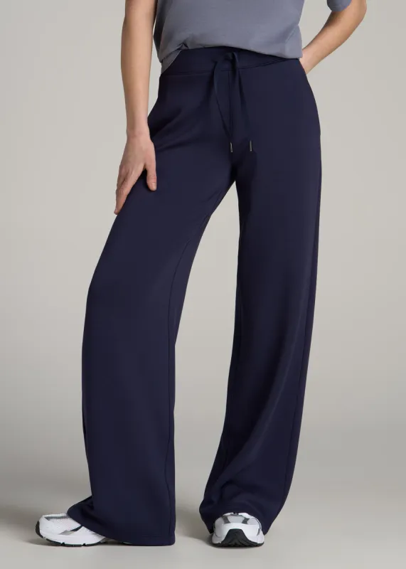 Pull-On Tie Waist Wide Leg Pants for Tall Women in Navy sold by American Tall