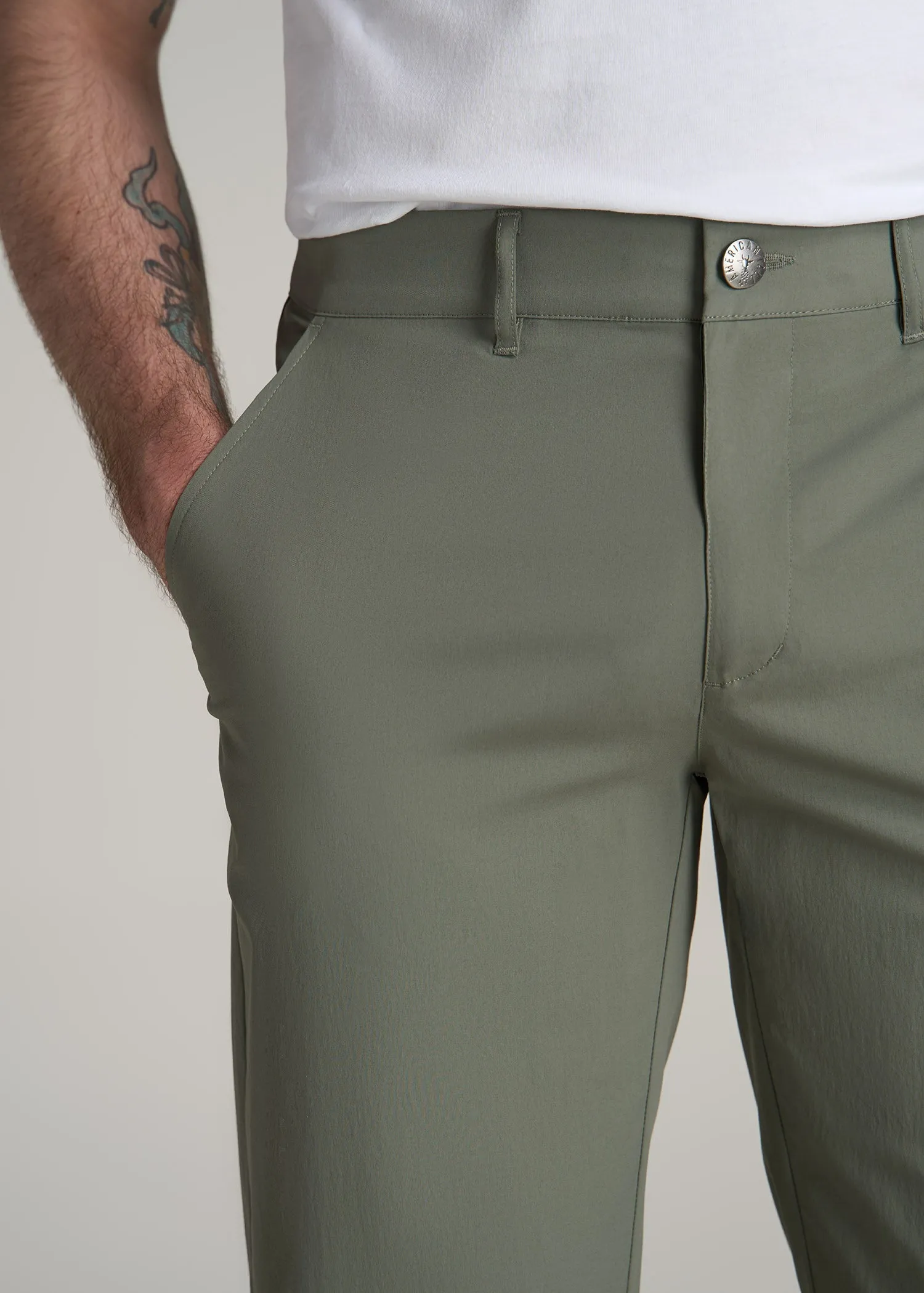 TAPERED FIT Traveler Chino Pants for Tall Men in Wreath Green sold by American Tall product image thumbnail 2