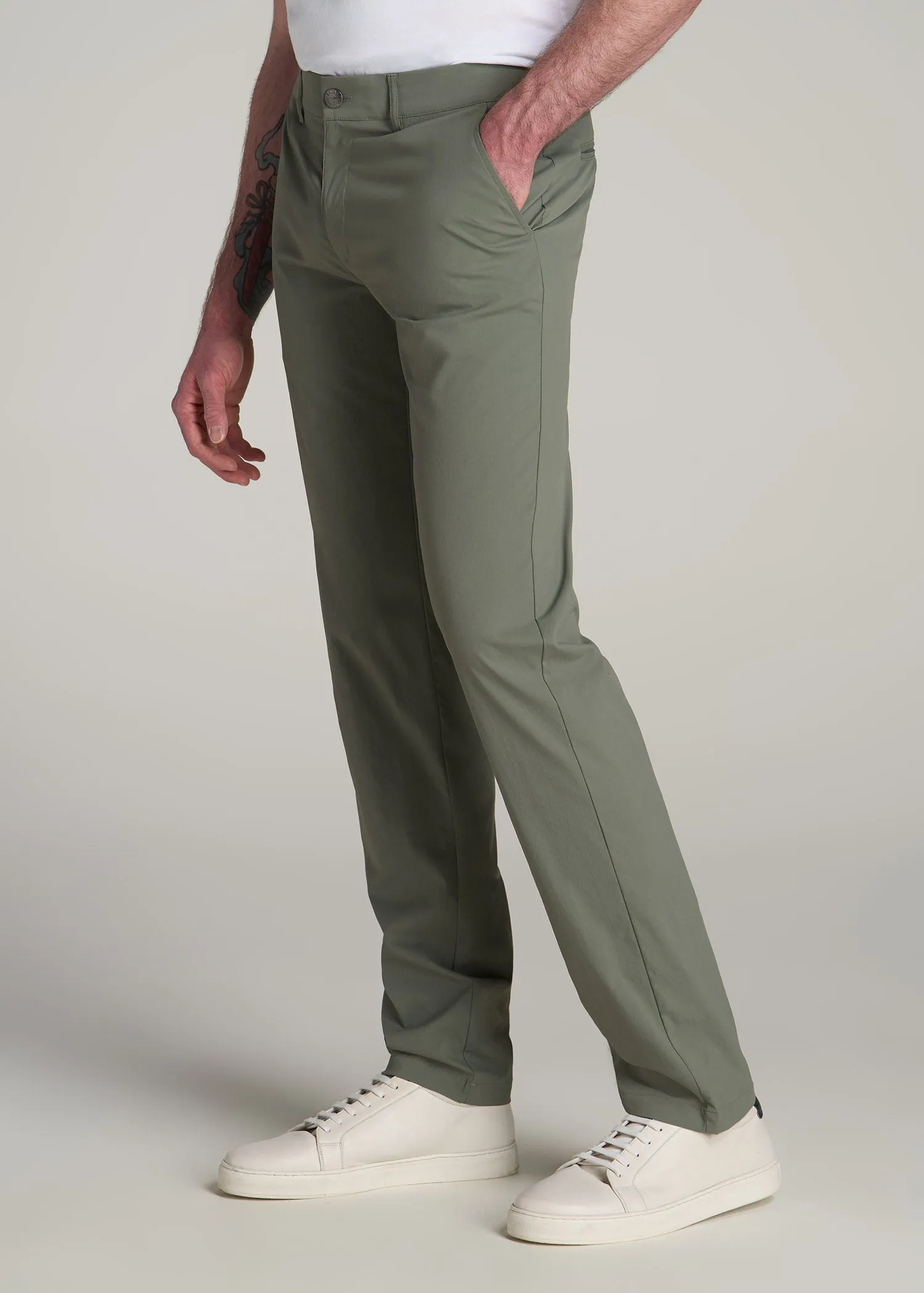 TAPERED FIT Traveler Chino Pants for Tall Men in Wreath Green sold by American Tall product image thumbnail 3