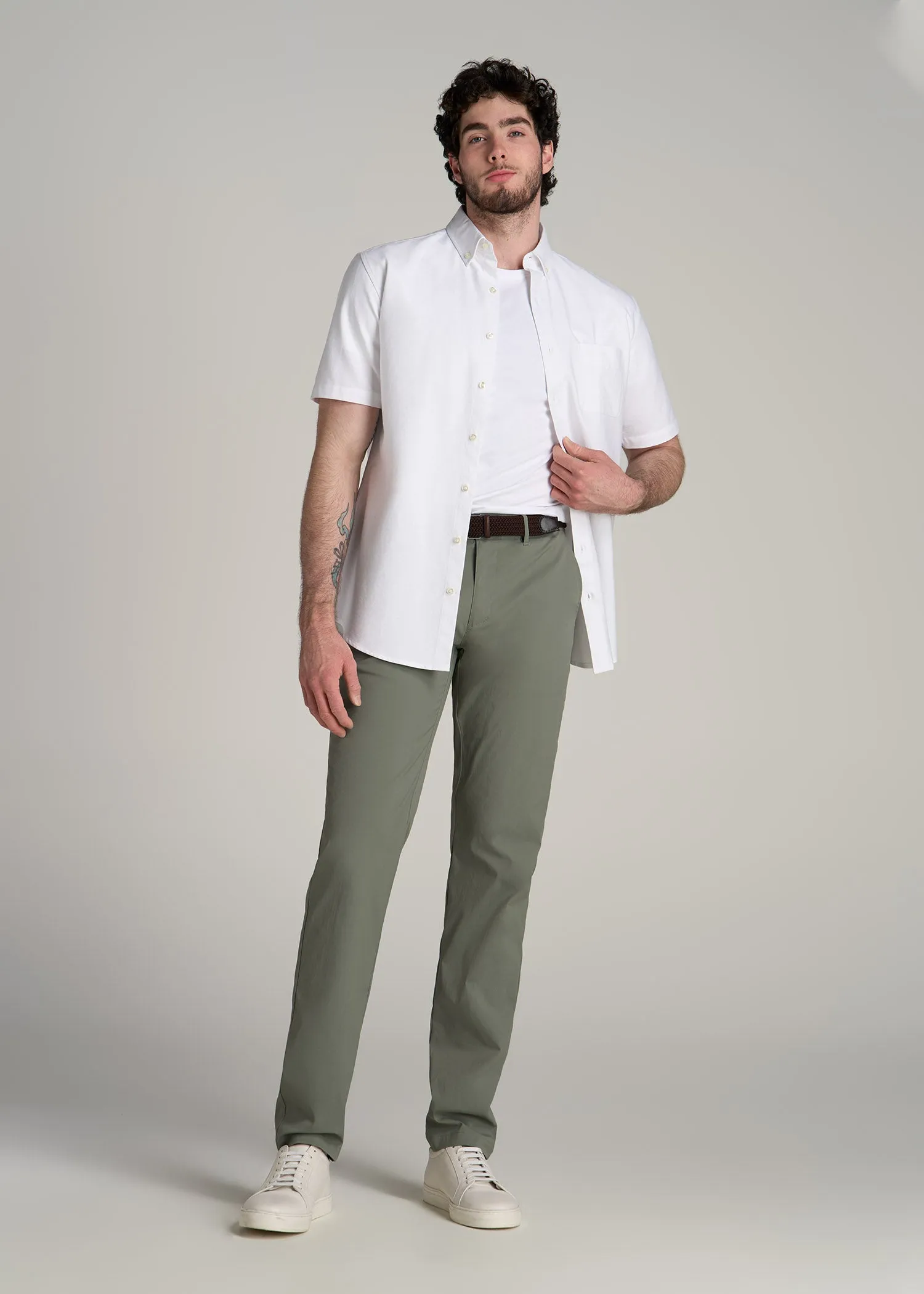 TAPERED FIT Traveler Chino Pants for Tall Men in Wreath Green sold by American Tall product image thumbnail 4