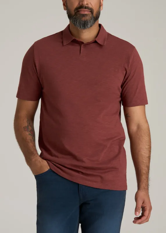Slub Self Collar Tall Polo Shirt in Intense Rust sold by American Tall