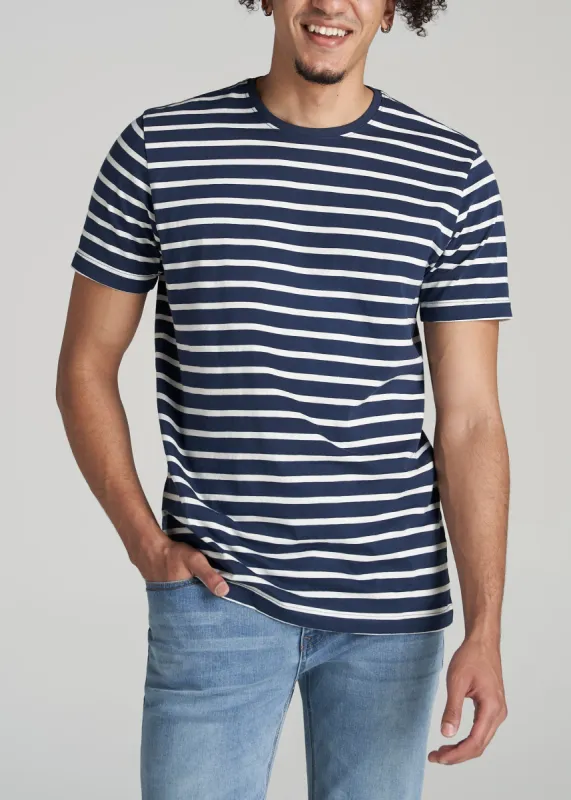 REGULAR-FIT Striped Tee for Tall Men in Navy And White sold by American Tall