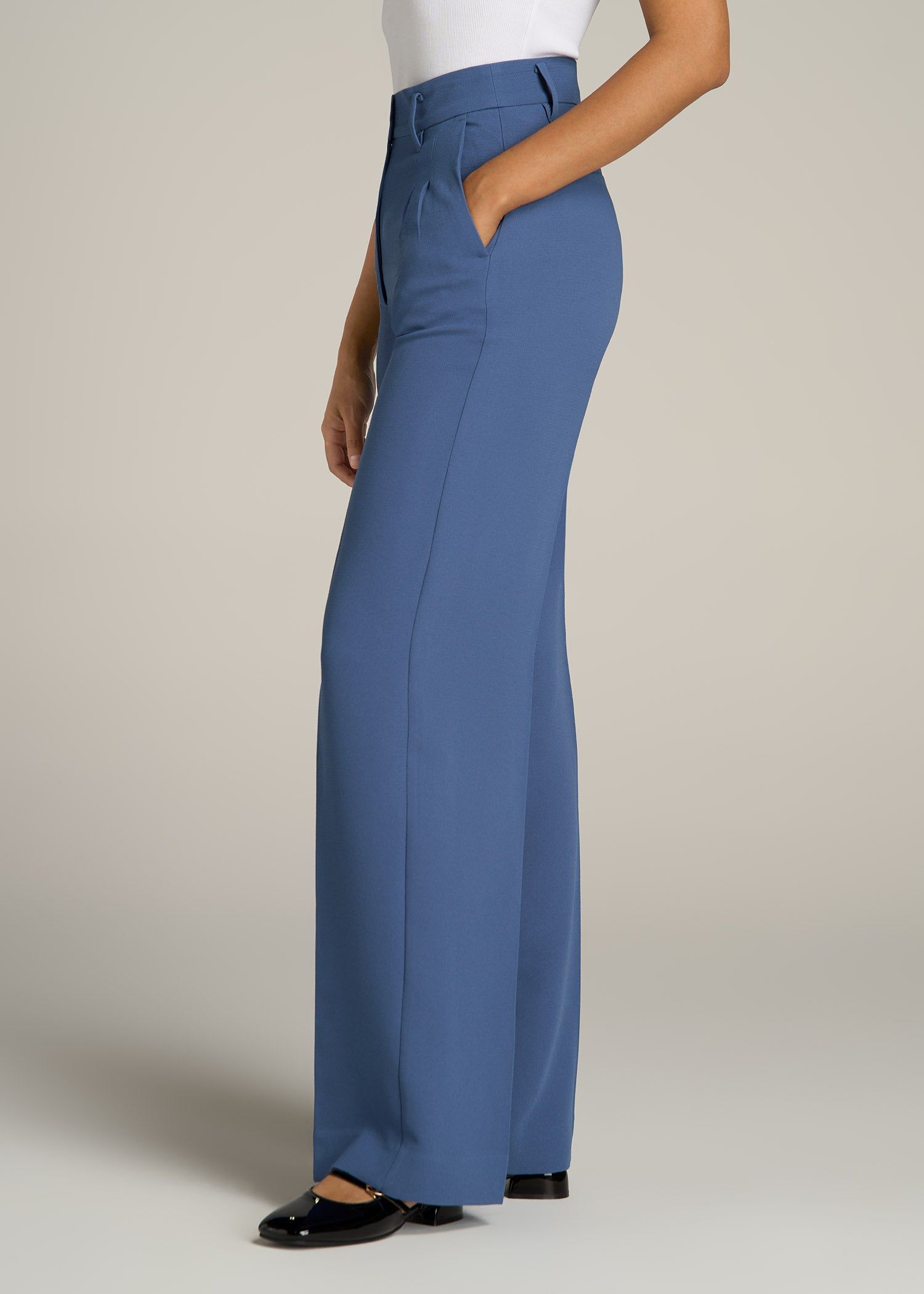 Pleated WIDE Leg Dress Pants for Tall Women in Steel Blue sold by American Tall product image thumbnail 3