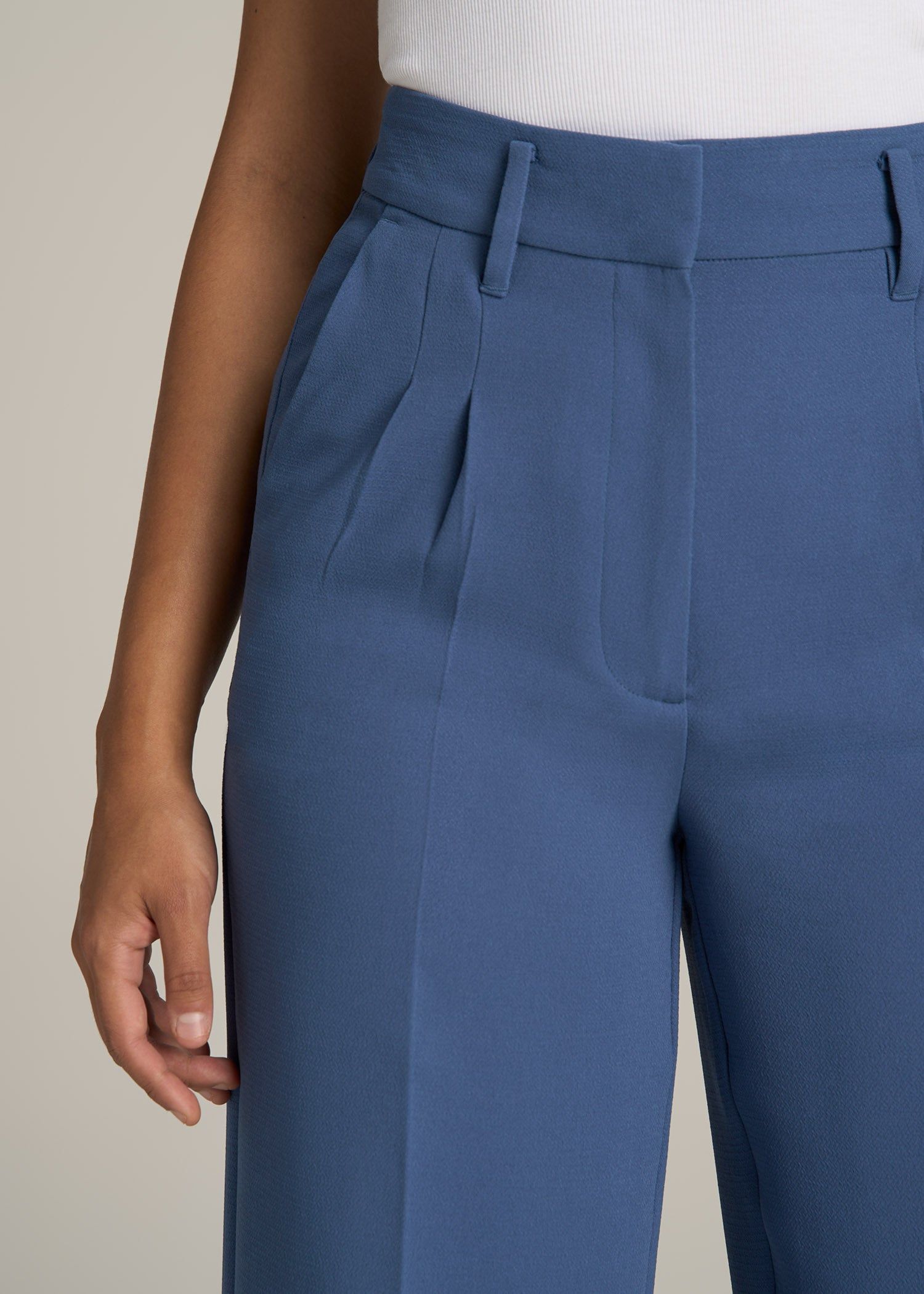 Pleated WIDE Leg Dress Pants for Tall Women in Steel Blue sold by American Tall product image thumbnail 2