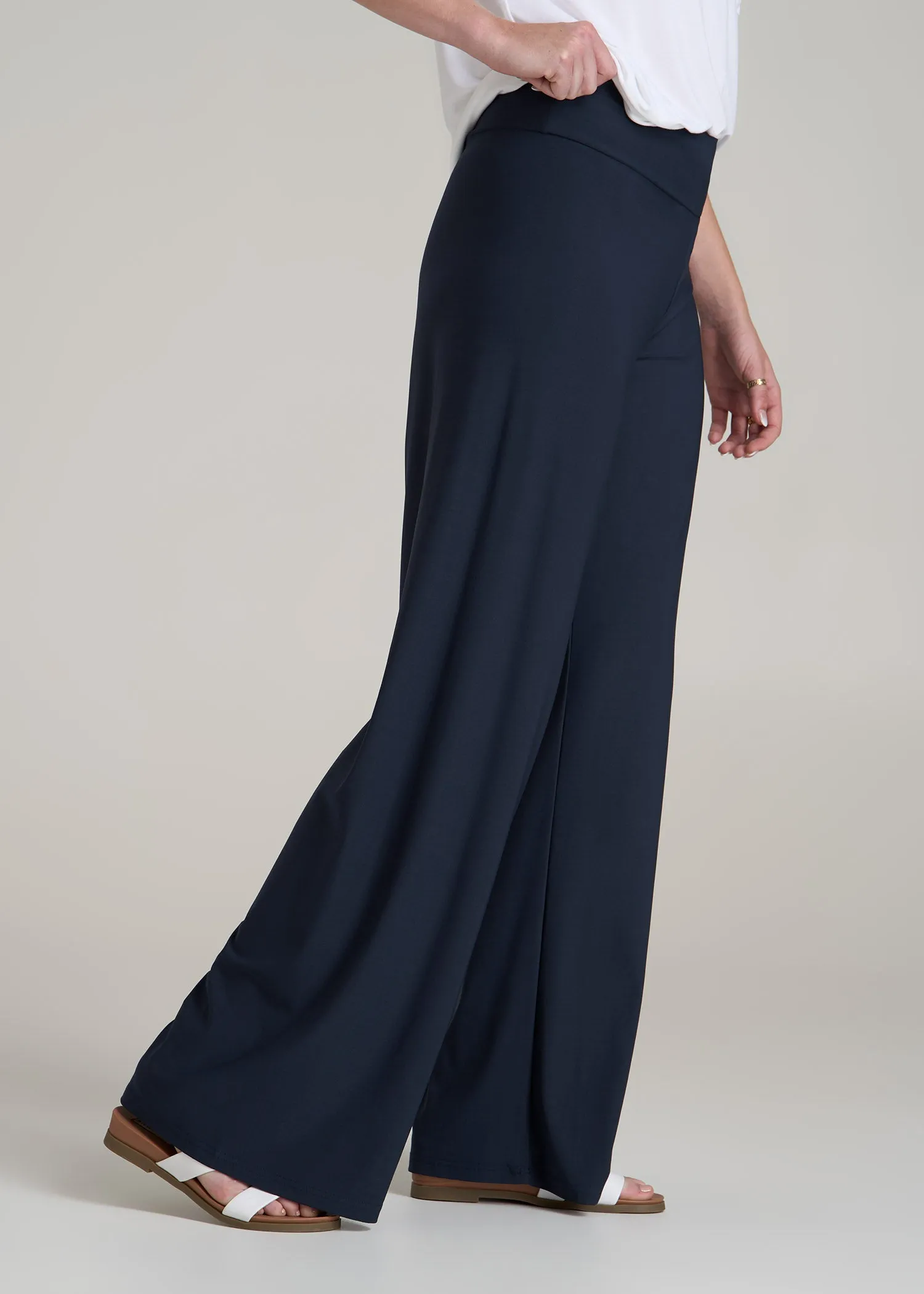 Pull On Breezy Wide Leg Pants for Tall Women in Navy sold by American Tall product image thumbnail 3