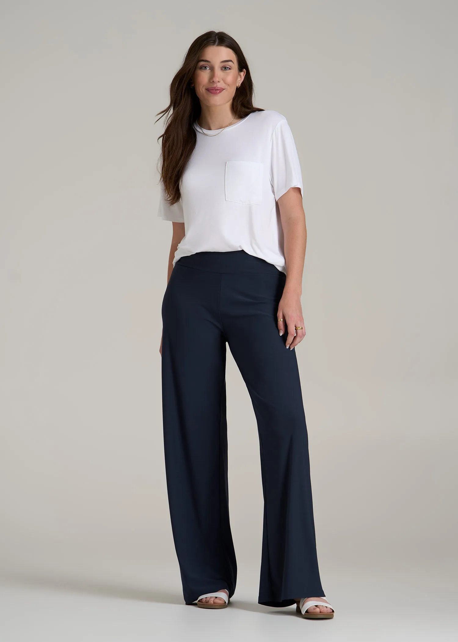 Pull On Breezy Wide Leg Pants for Tall Women in Navy sold by American Tall product image thumbnail 4