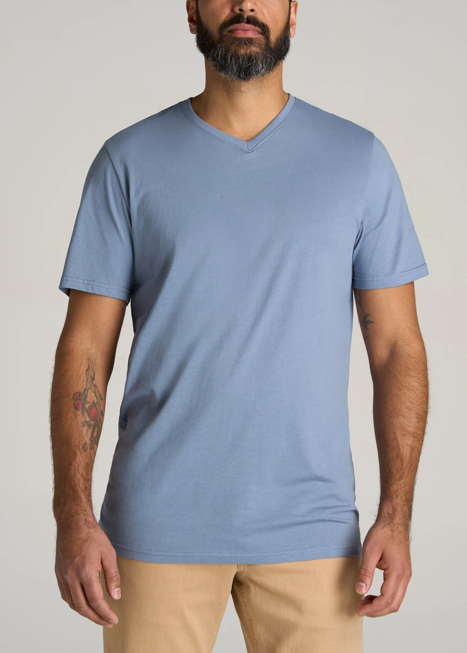 The Everyday REGULAR-FIT V-Neck Tall Men's T-Shirt in Chambray Blue sold by American Tall