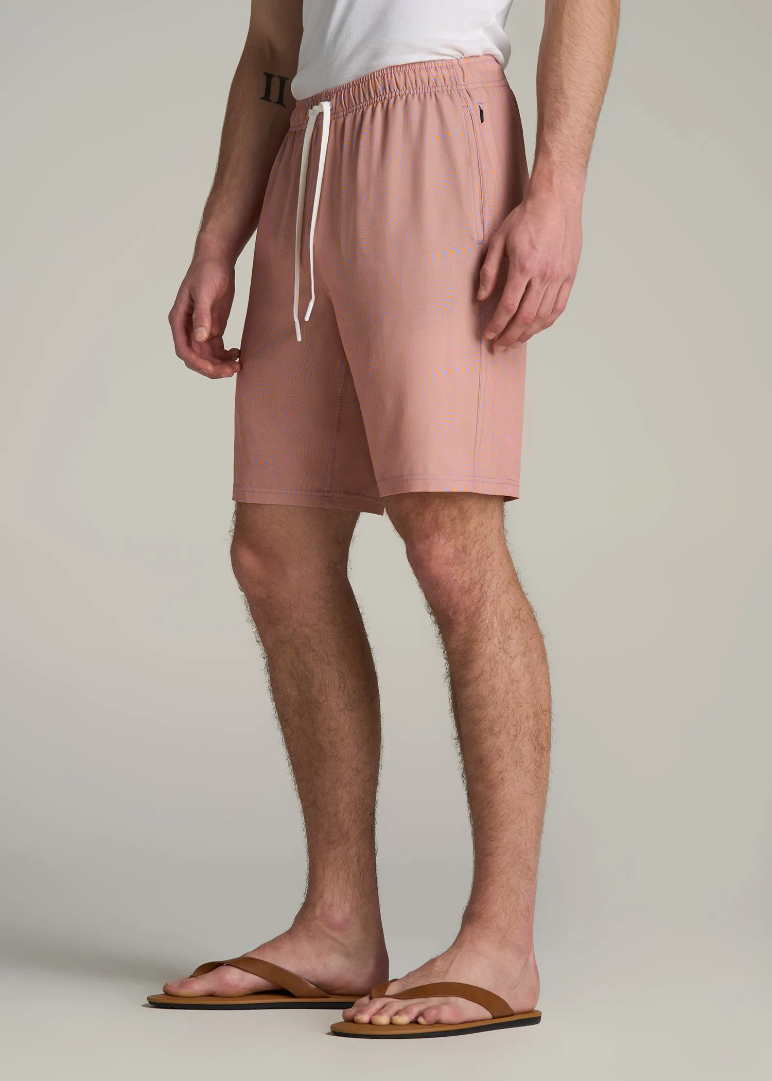 Volley Swim Shorts for Tall Men in Orange Abstract sold by American Tall product image thumbnail 3