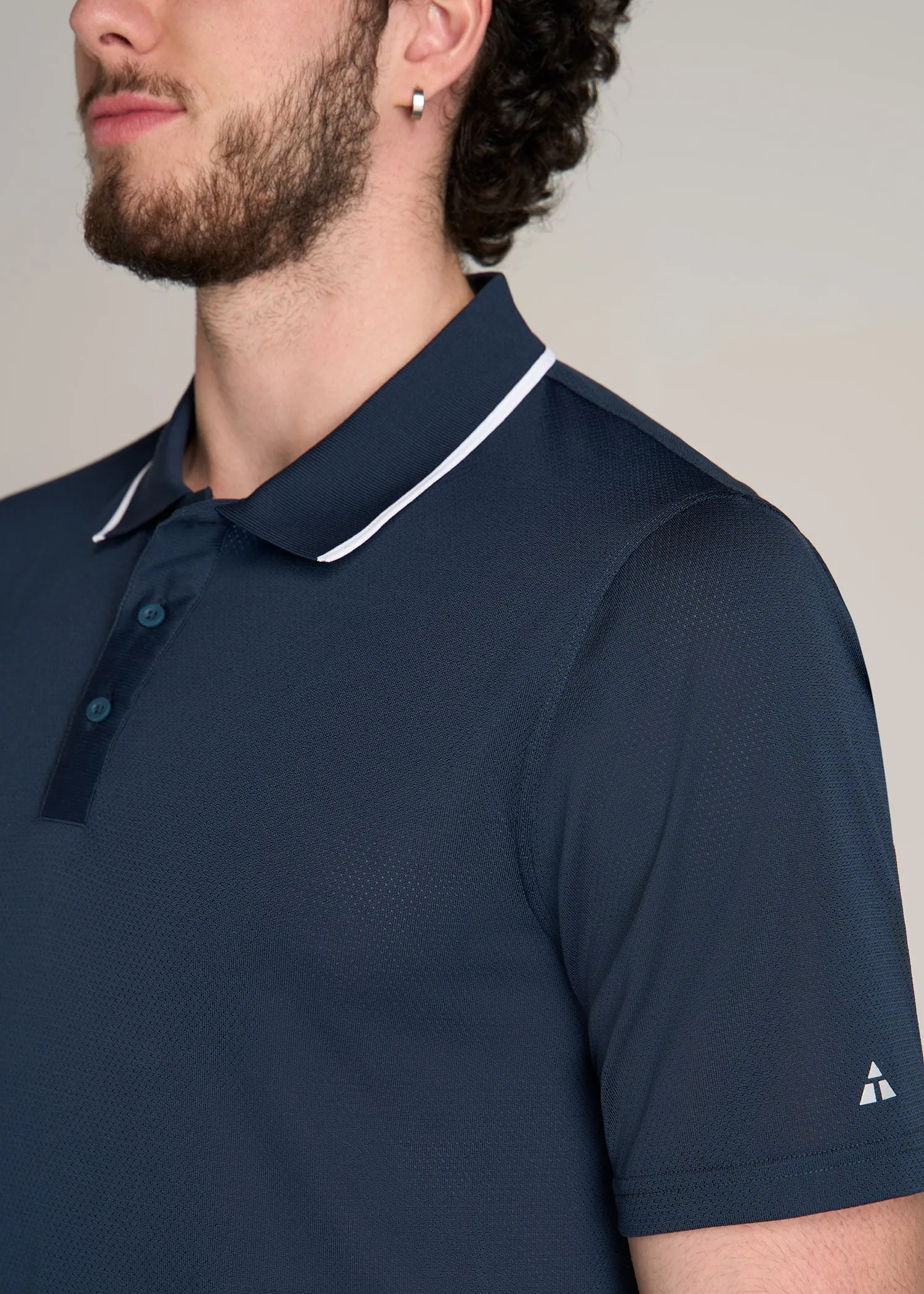 A.T. Performance Tipped Golf Polo for Tall Men in Bright Navy sold by American Tall product image thumbnail 2