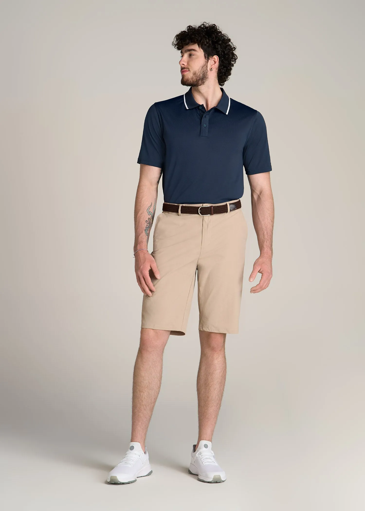 A.T. Performance Tipped Golf Polo for Tall Men in Bright Navy sold by American Tall product image thumbnail 4