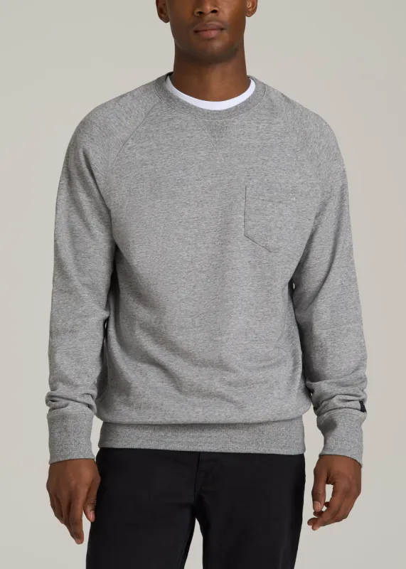 Wearever 2.0 French Terry Crewneck Sweatshirt for Tall Men in Heathered Grey sold by American Tall