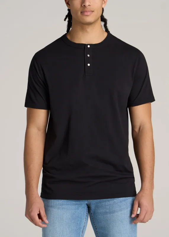 LJ&S REGULAR-FIT Jersey Henley Tee for Tall Men in Vintage Black sold by American Tall