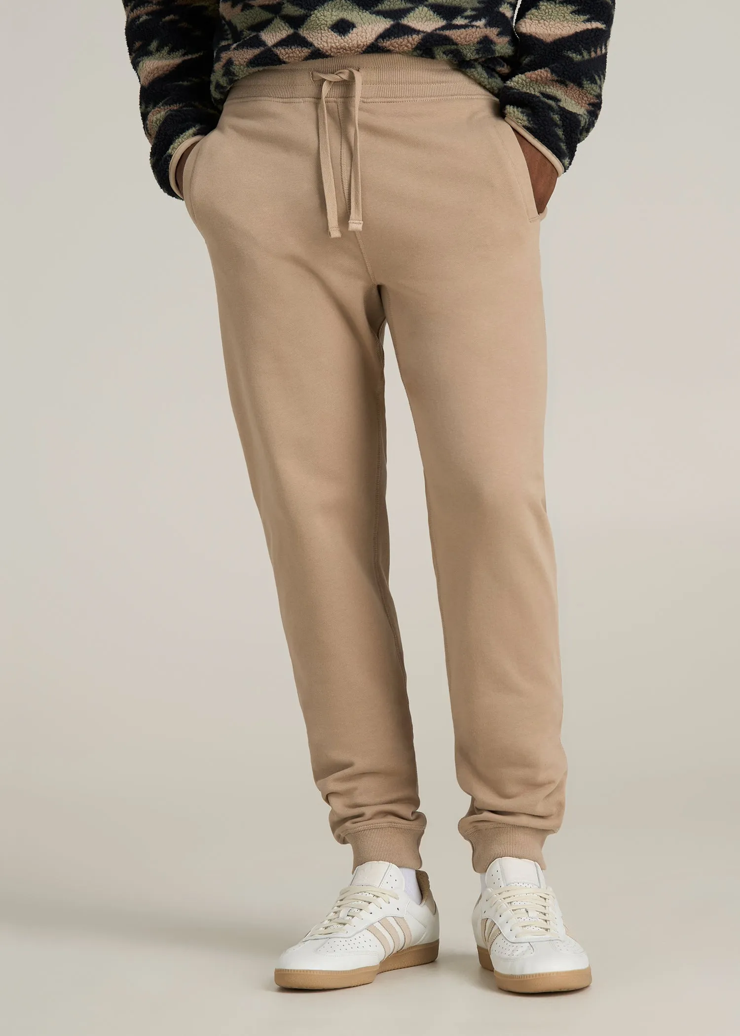 Wearever 2.0 French Terry Joggers for Tall Men in Light Camel sold by American Tall