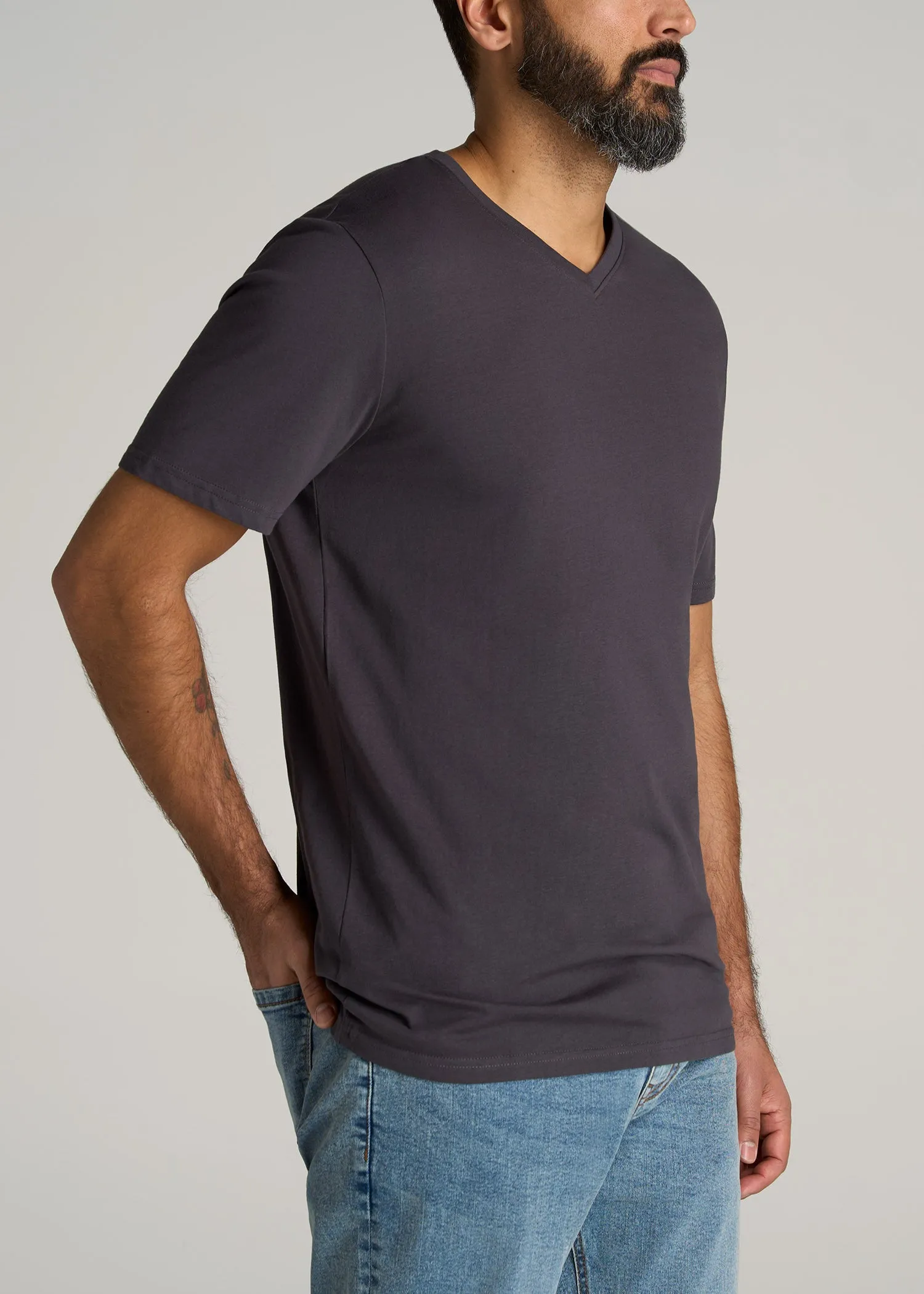 The Everyday REGULAR-FIT V-Neck Tall Men's T-Shirt in Charcoal sold by American Tall product image thumbnail 3