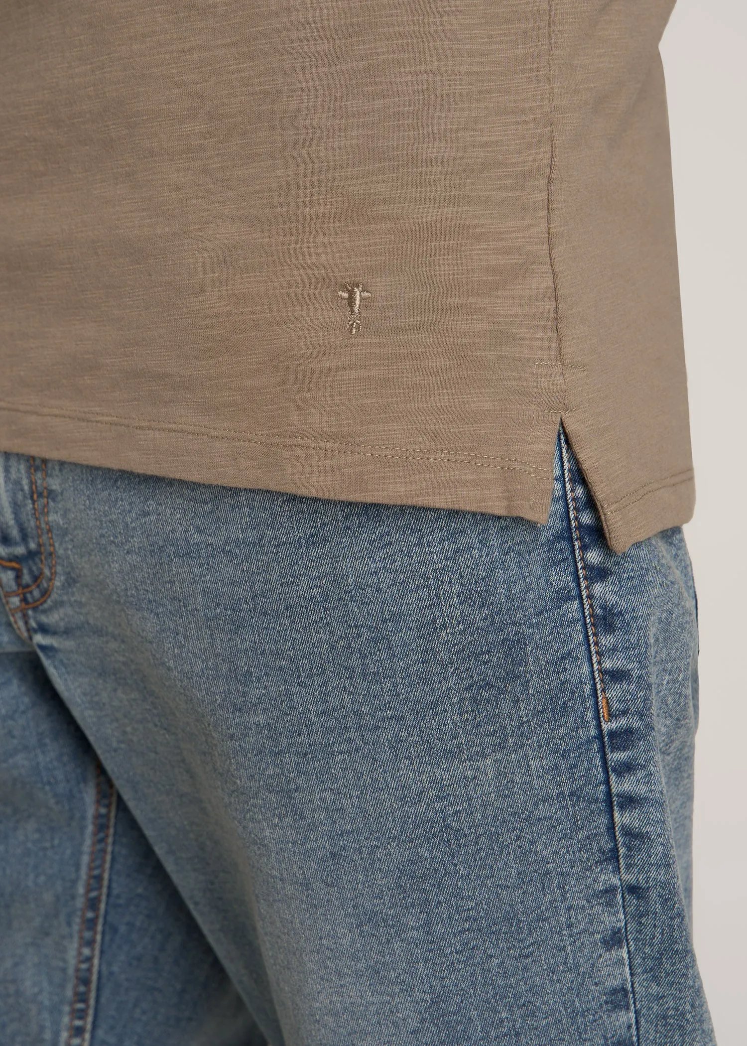 Slub Self Collar Tall Polo Shirt in Dark Sand sold by American Tall product image thumbnail 2