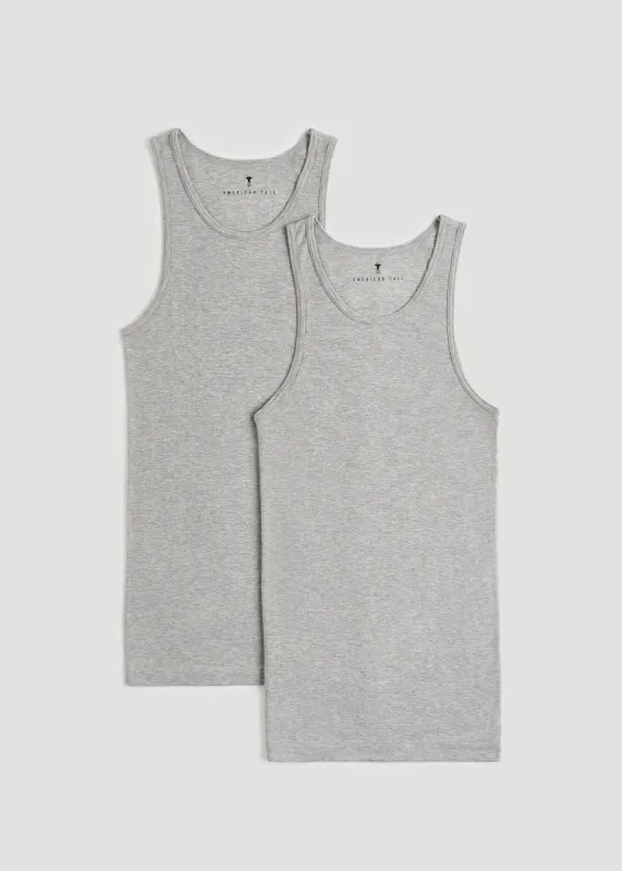 Ribbed Undershirt Tank Top for Tall Men in Grey Mix sold by American Tall