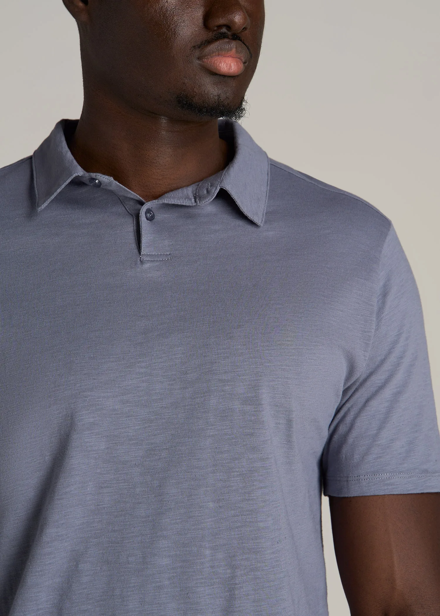 Slub Self Collar Tall Polo Shirt in Skyline Grey sold by American Tall product image thumbnail 2