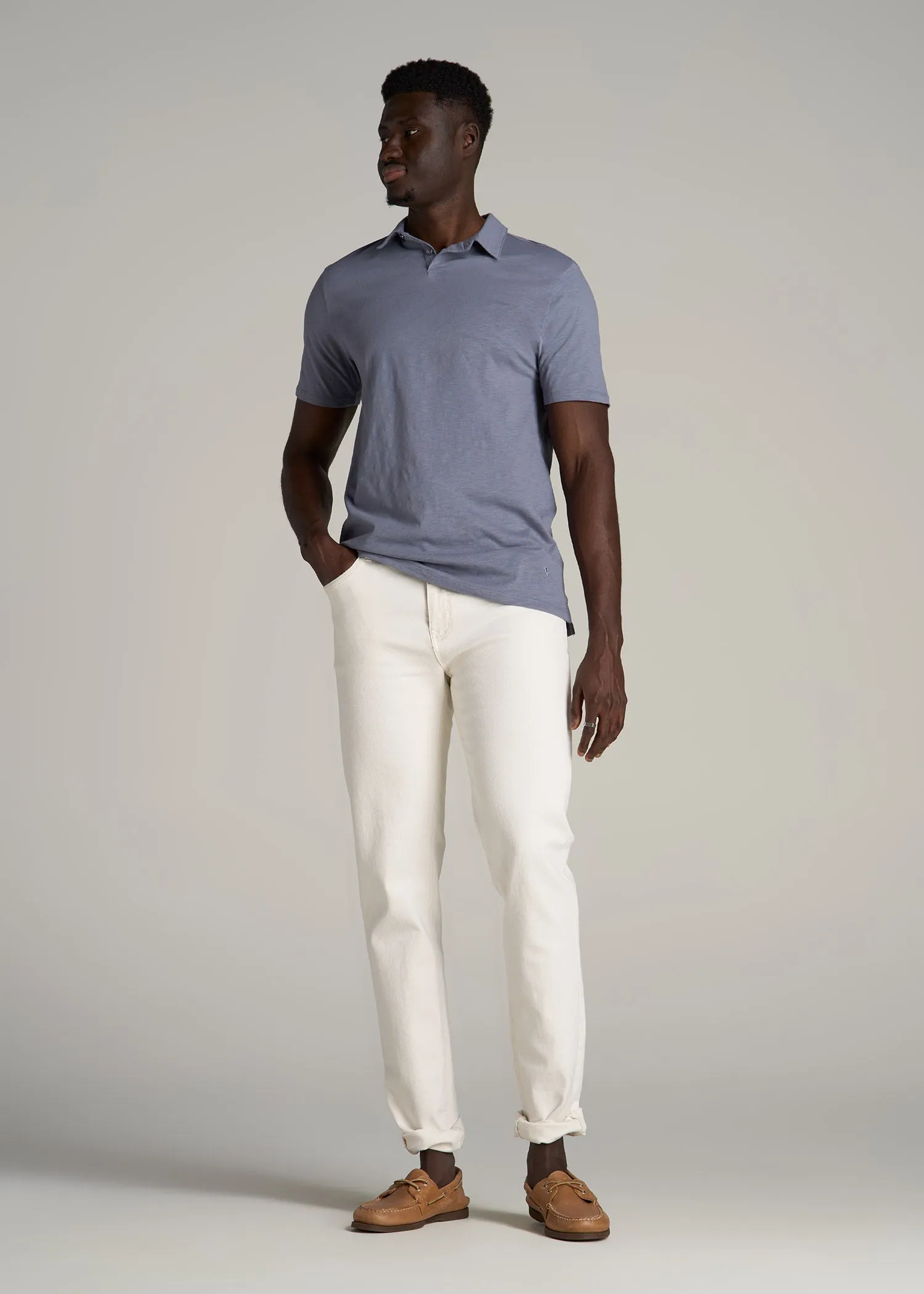 Slub Self Collar Tall Polo Shirt in Skyline Grey sold by American Tall product image thumbnail 4