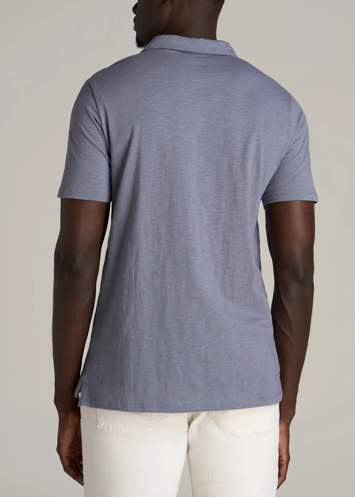 Slub Self Collar Tall Polo Shirt in Skyline Grey sold by American Tall product image thumbnail 5