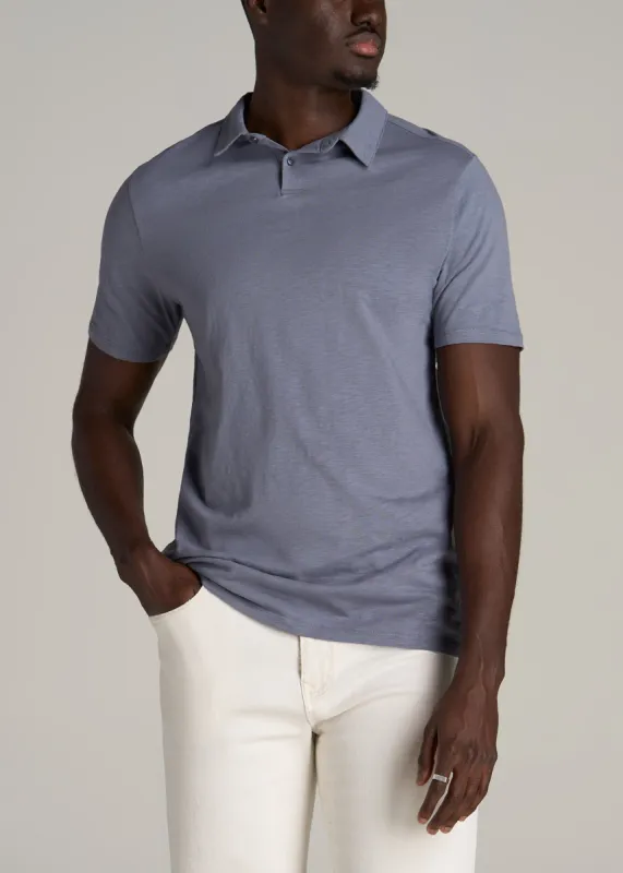 Slub Self Collar Tall Polo Shirt in Skyline Grey sold by American Tall