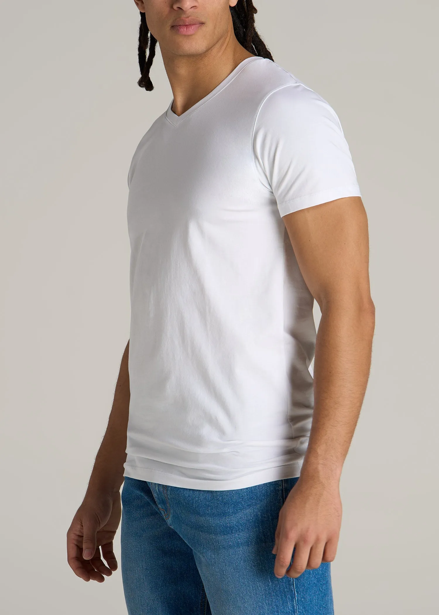 The Essential MODERN-FIT V-Neck Tee for Tall Men in White sold by American Tall product image thumbnail 3