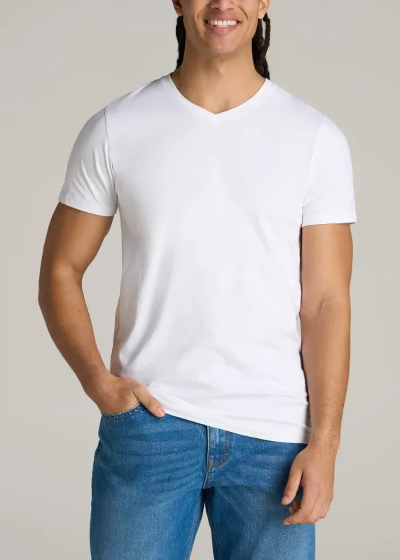 The Essential MODERN-FIT V-Neck Tee for Tall Men in White sold by American Tall