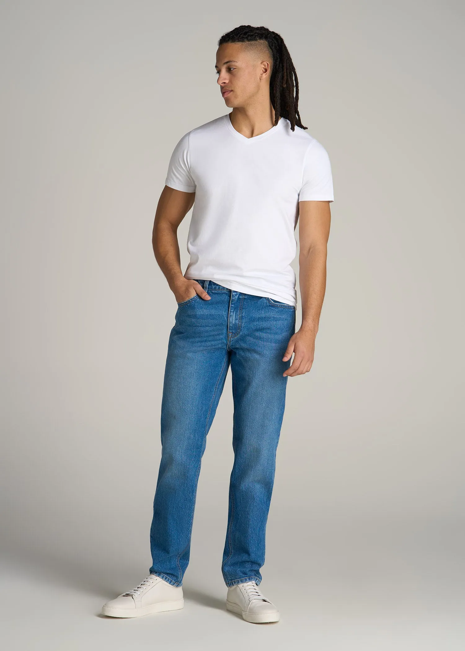 The Essential MODERN-FIT V-Neck Tee for Tall Men in White sold by American Tall product image thumbnail 4