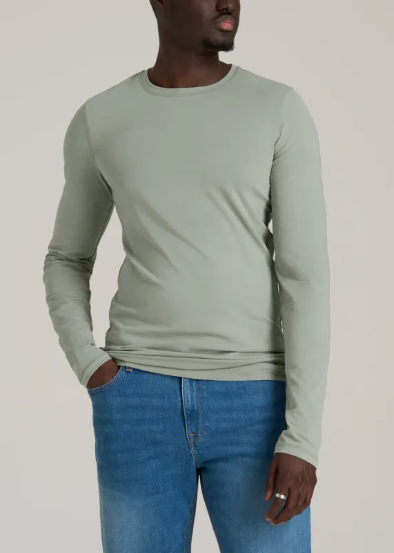 The Essential SLIM-FIT Long Sleeve Tee for Tall Men in Seagrass sold by American Tall