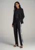 Pull On Tuxedo Stripe Pants for Tall Women in Black and White sold by American Tall