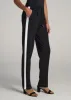 Pull On Tuxedo Stripe Pants for Tall Women in Black and White sold by American Tall