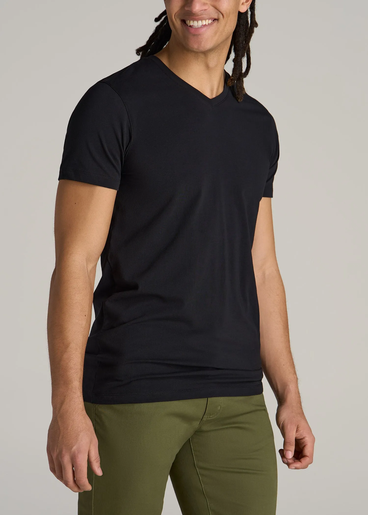 The Essential MODERN-FIT V-Neck Tee for Tall Men in Black sold by American Tall product image thumbnail 3
