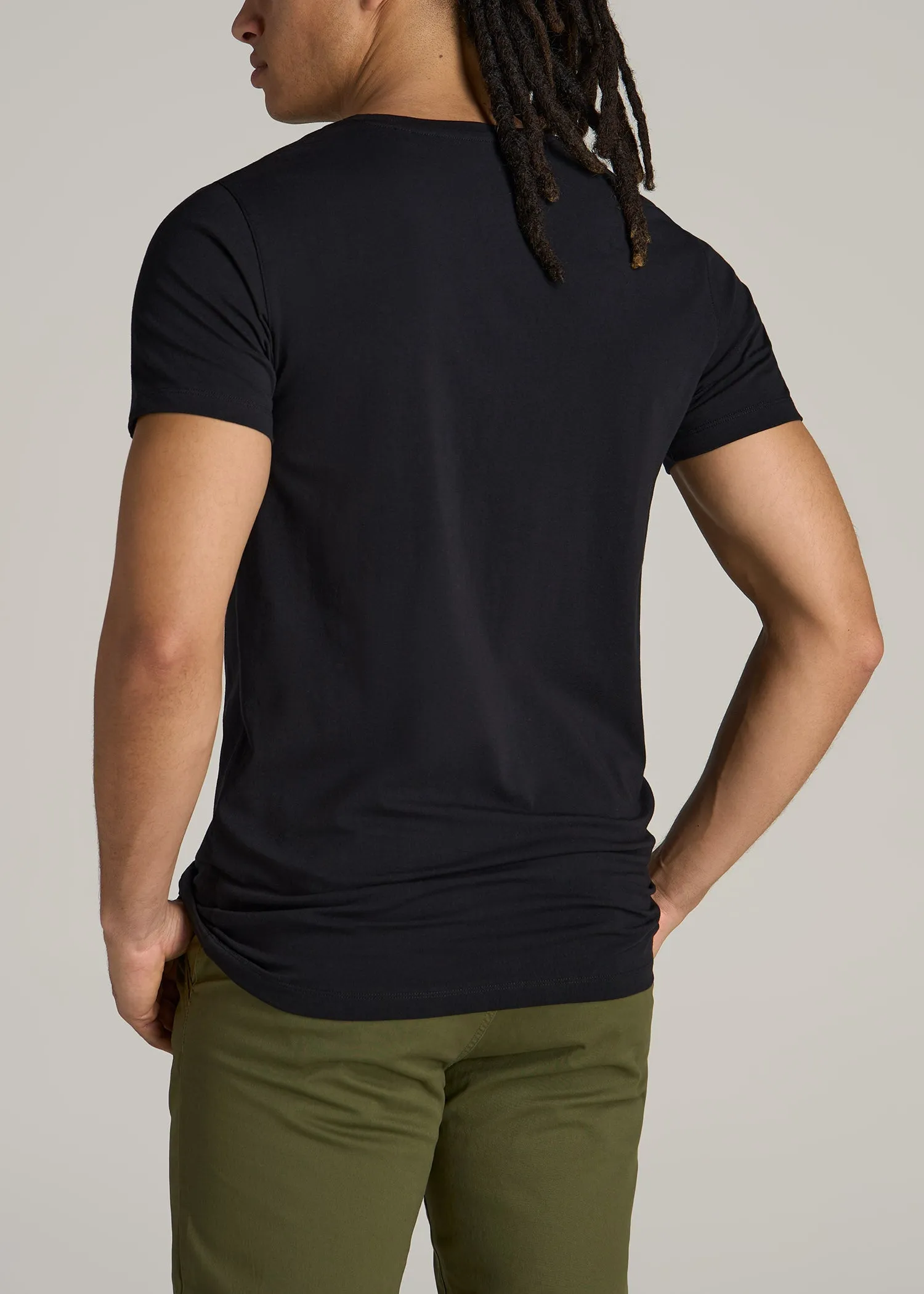 The Essential MODERN-FIT V-Neck Tee for Tall Men in Black sold by American Tall product image thumbnail 5