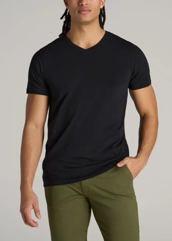 The Essential MODERN-FIT V-Neck Tee for Tall Men in Black sold by American Tall