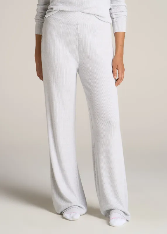 Women's Ribbed Flare Lounge Pants for Tall Women in Fog Grey Mix sold by American Tall
