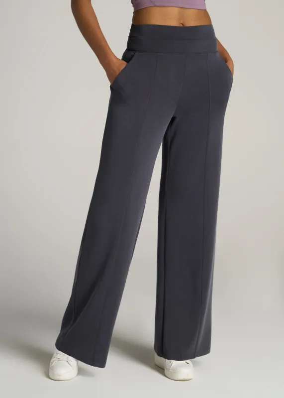 Soft Motion Wide Leg Ultra High Rise Pant for Tall Women in Charcoal Rinse sold by American Tall