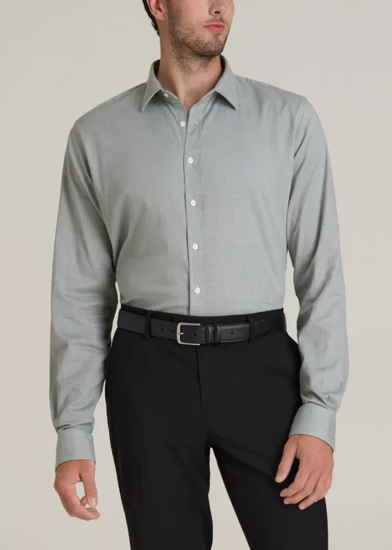 Oskar Button-Up Dress Shirt for Tall Men in Light Green Dobby sold by American Tall