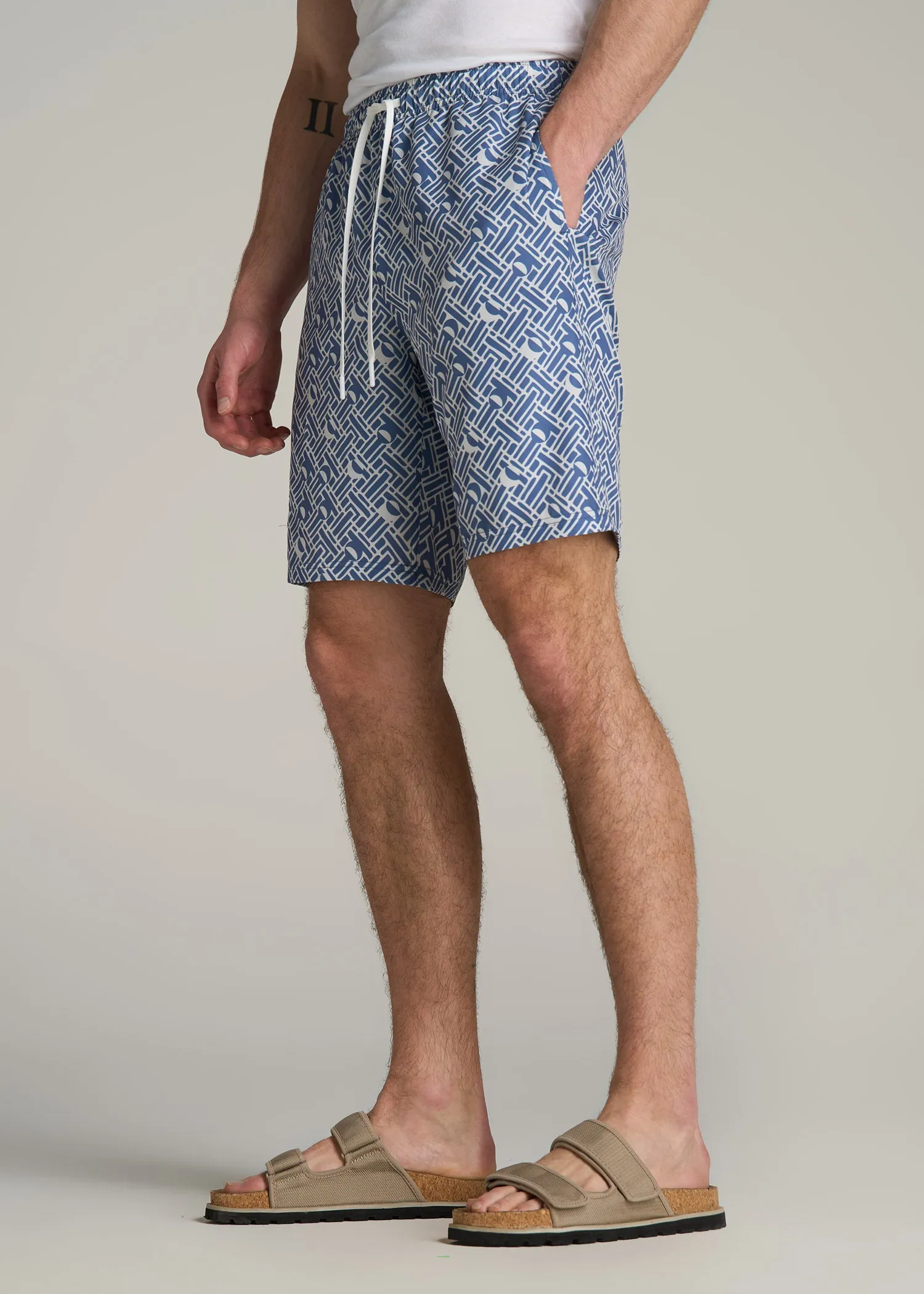 Volley Swim Shorts for Tall Men in Mid Blue Abstract sold by American Tall product image thumbnail 3