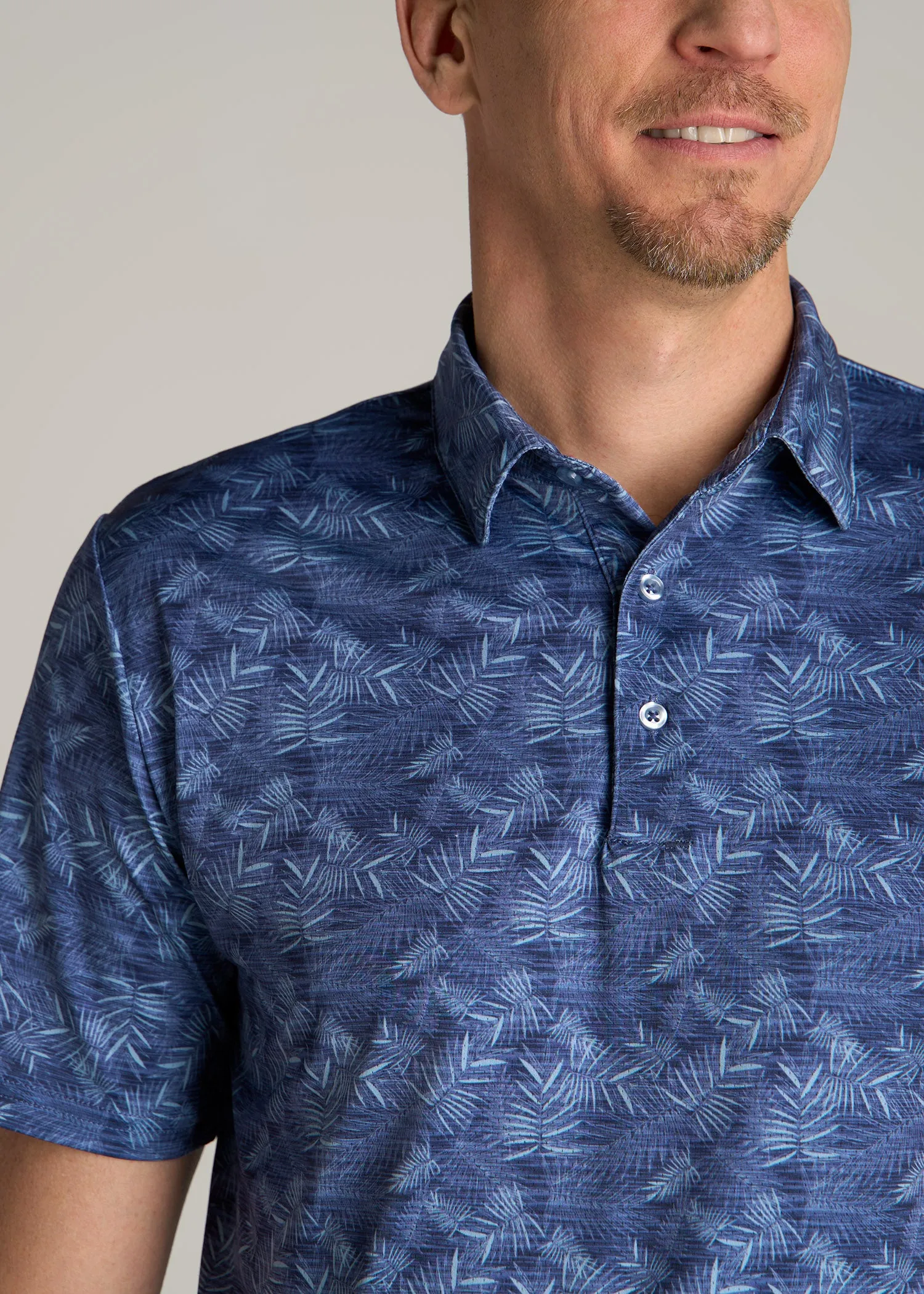 Golf Performance Tall Men's Polo Shirt in Navy Palms sold by American Tall product image thumbnail 2