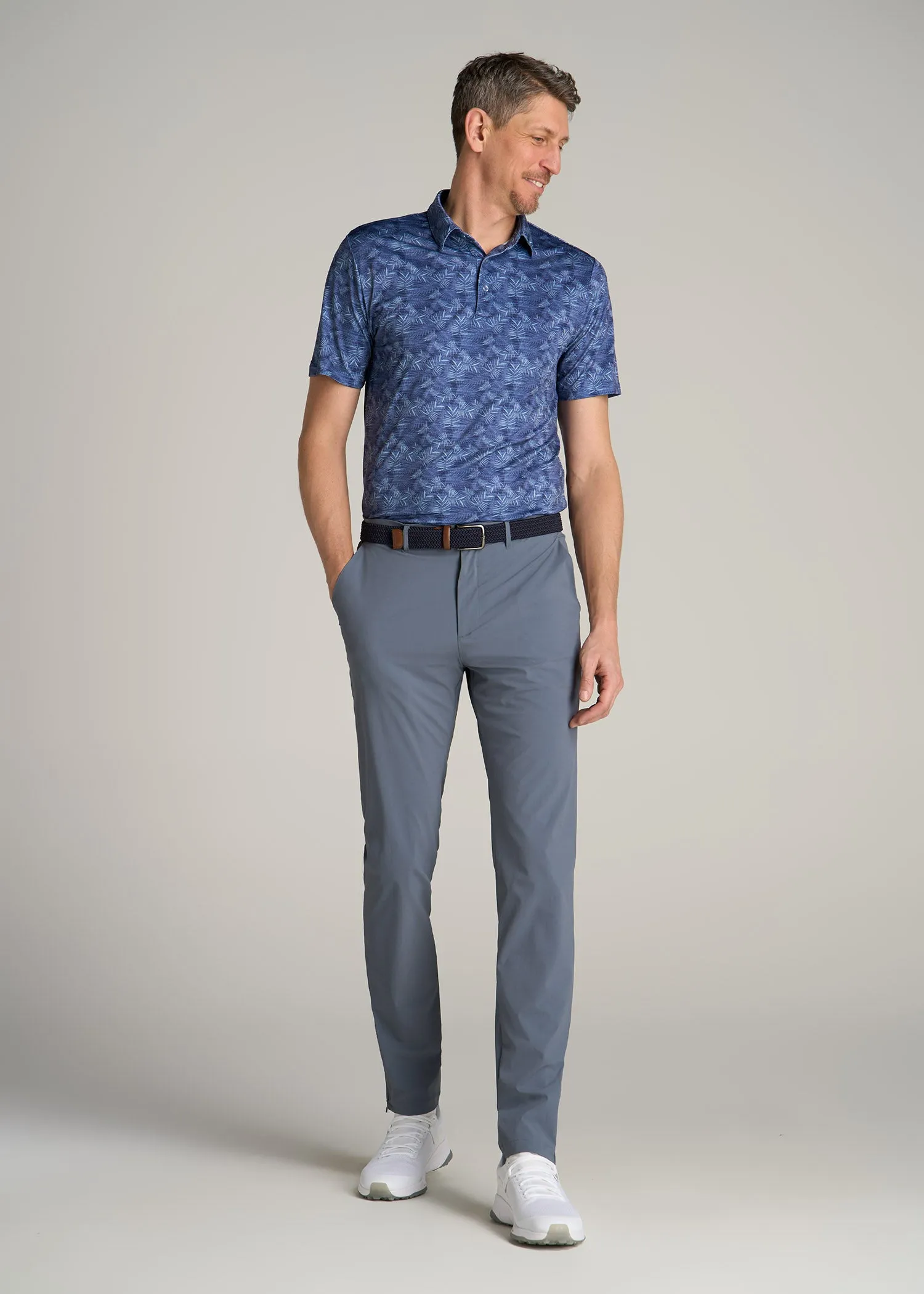 Golf Performance Tall Men's Polo Shirt in Navy Palms sold by American Tall product image thumbnail 4