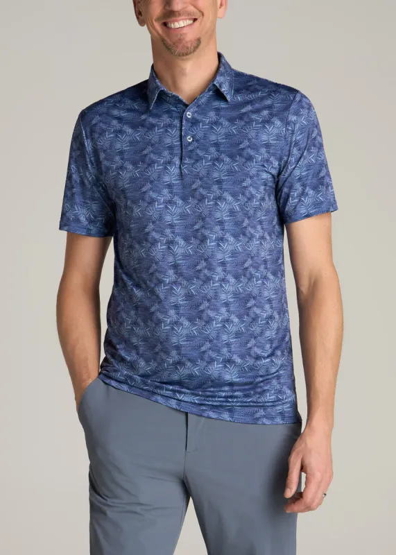 Golf Performance Tall Men's Polo Shirt in Navy Palms sold by American Tall