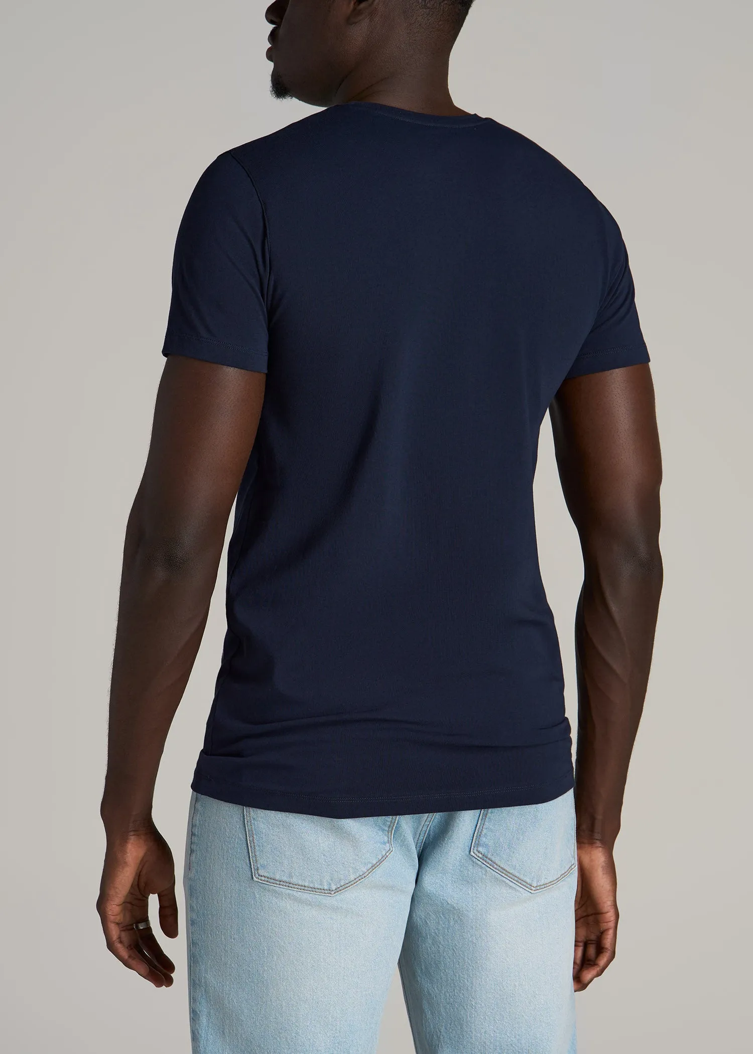 The Essential MODERN-FIT Crewneck Tee for Tall Men in True Navy sold by American Tall product image thumbnail 5