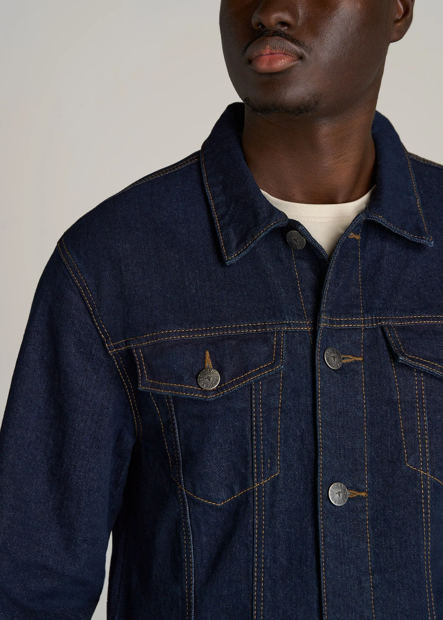 Denim Trucker Jacket for Tall Men in Raw Indigo sold by American Tall product image thumbnail 2