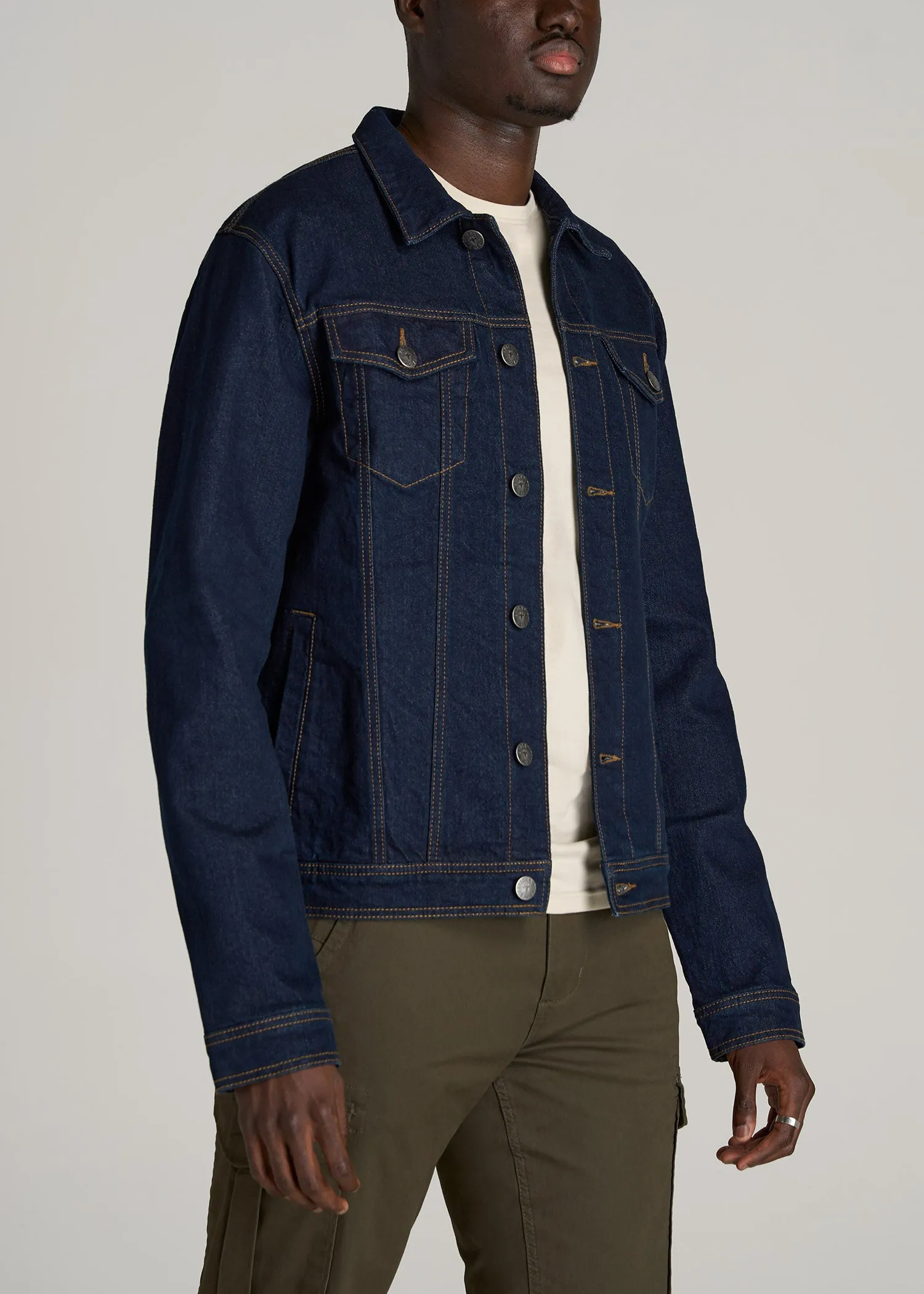 Denim Trucker Jacket for Tall Men in Raw Indigo sold by American Tall product image thumbnail 3