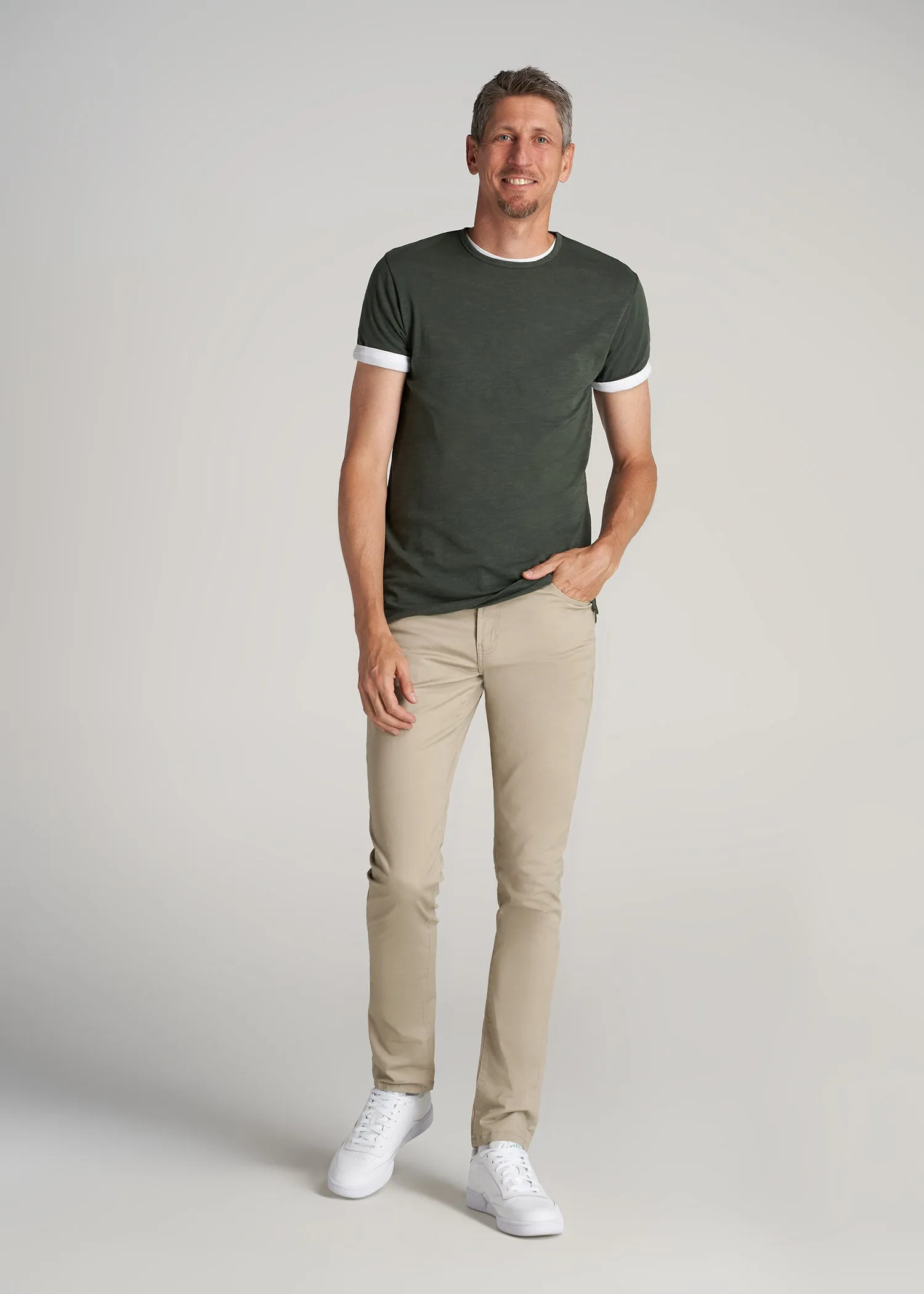 Carman TAPERED Fit Five Pocket Pants for Tall Men in Desert Khaki sold by American Tall product image thumbnail 4