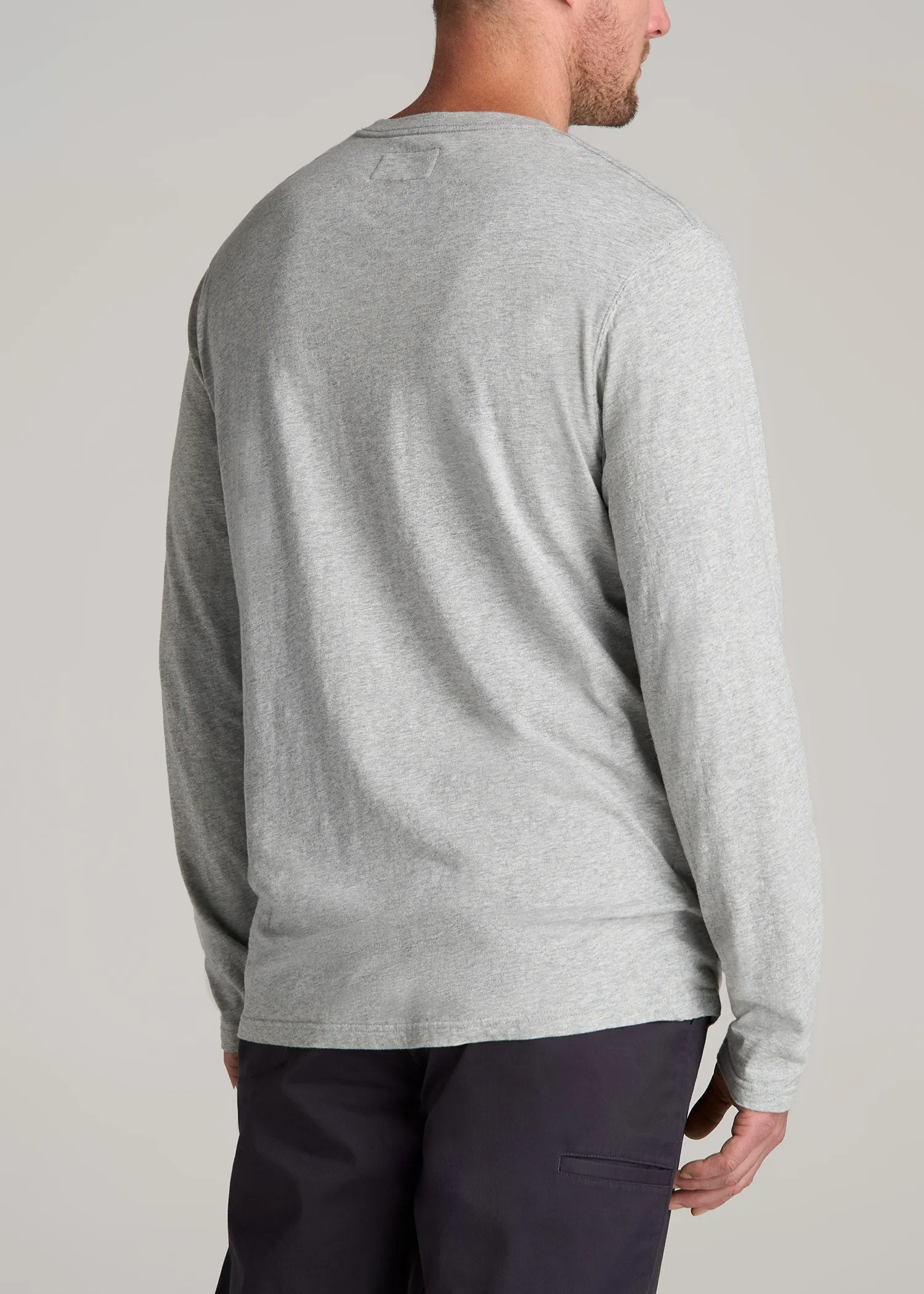 LJ&S Vintage Washed Slub Henley Shirt for Tall Men in Heathered Grey sold by American Tall product image thumbnail 5