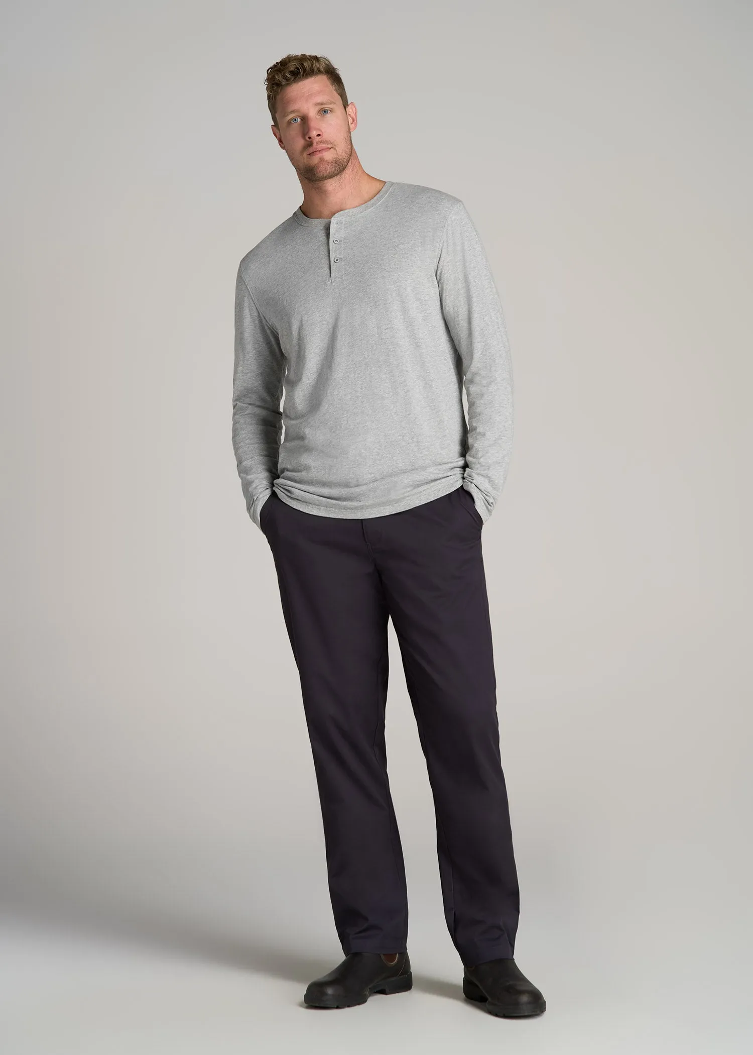 LJ&S Vintage Washed Slub Henley Shirt for Tall Men in Heathered Grey sold by American Tall product image thumbnail 4