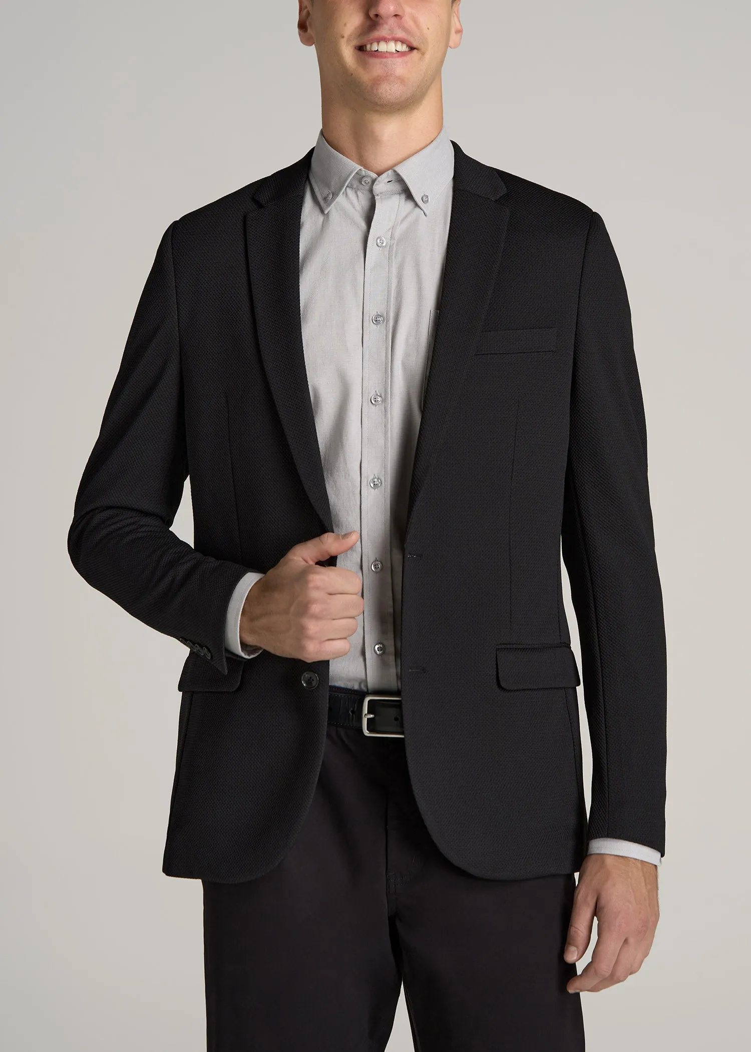 Textured Blazer for Tall Men in Black sold by American Tall
