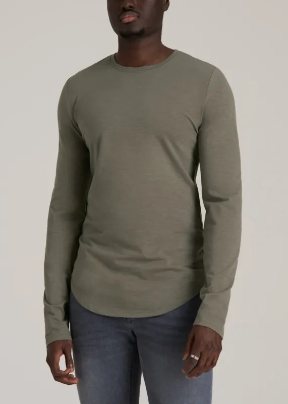 Slub Long Sleeve Scoop Tall Men's Tee in Camper Green sold by American Tall